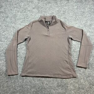 Rei Sweater Womens Large Brown Organic Cotton UPF 50+Sun Protection Quarter Zip